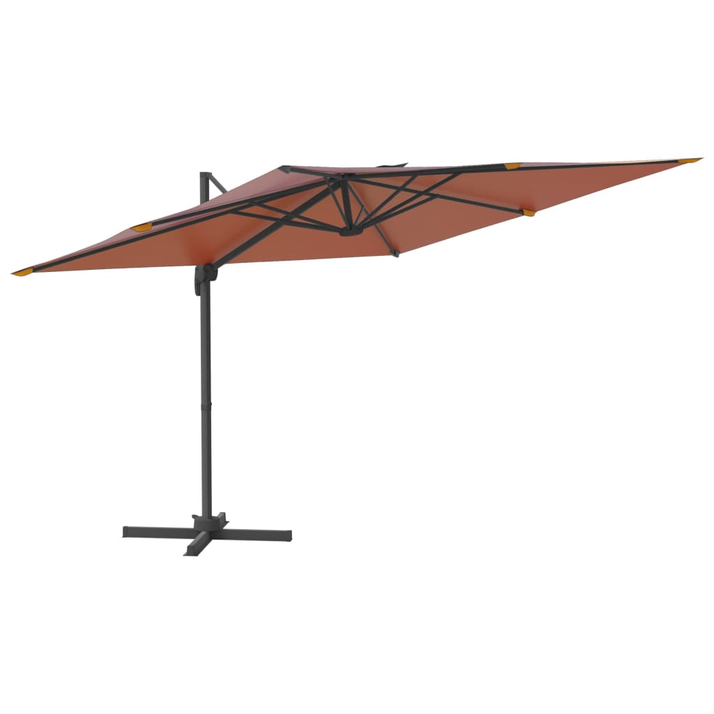 vidaXL LED Cantilever Umbrella Terracotta 400x300 cm