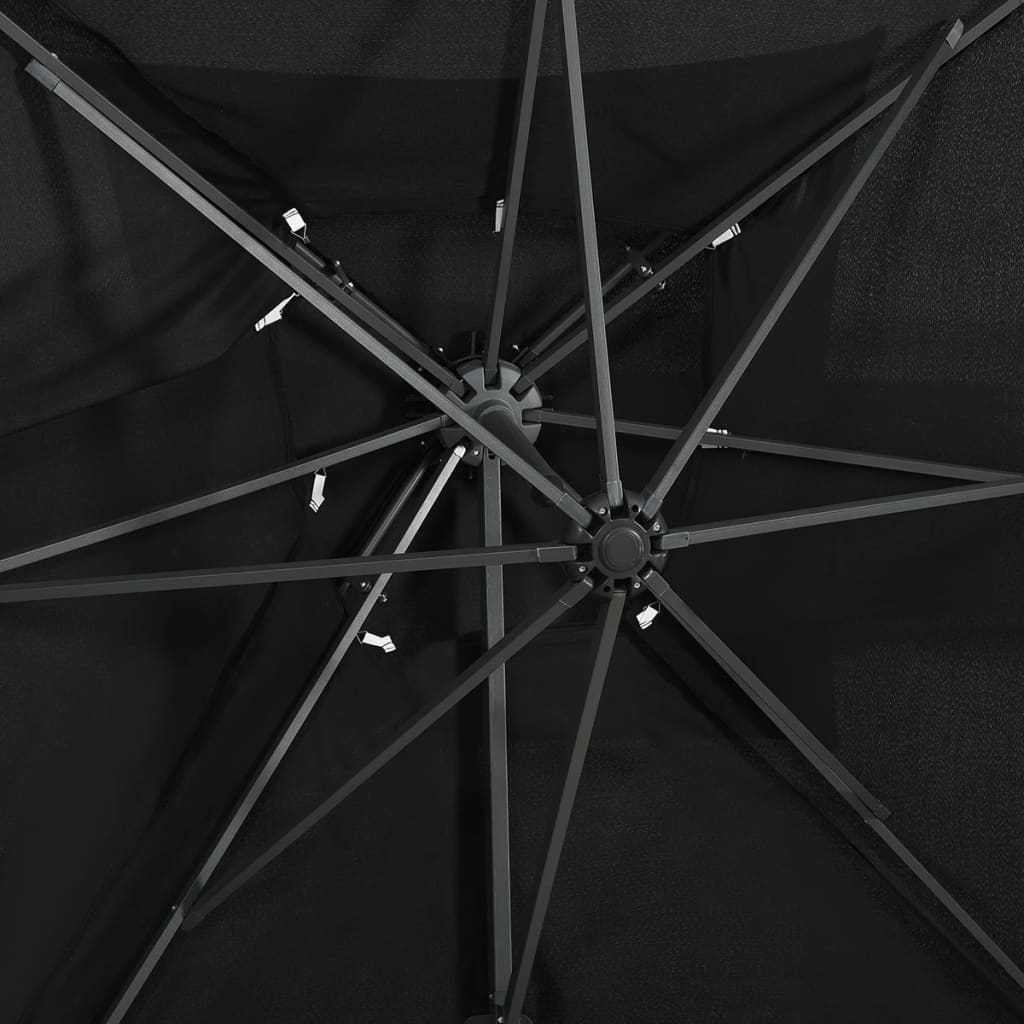 vidaXL Cantilever Umbrella with Double Top Black 250x250 cm