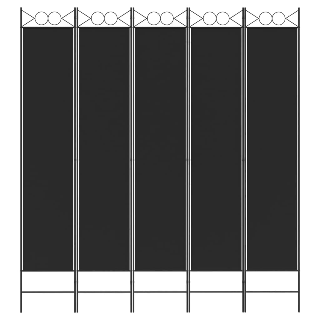 vidaXL 5-Panel Room Divider Black 200x220 cm Fabric