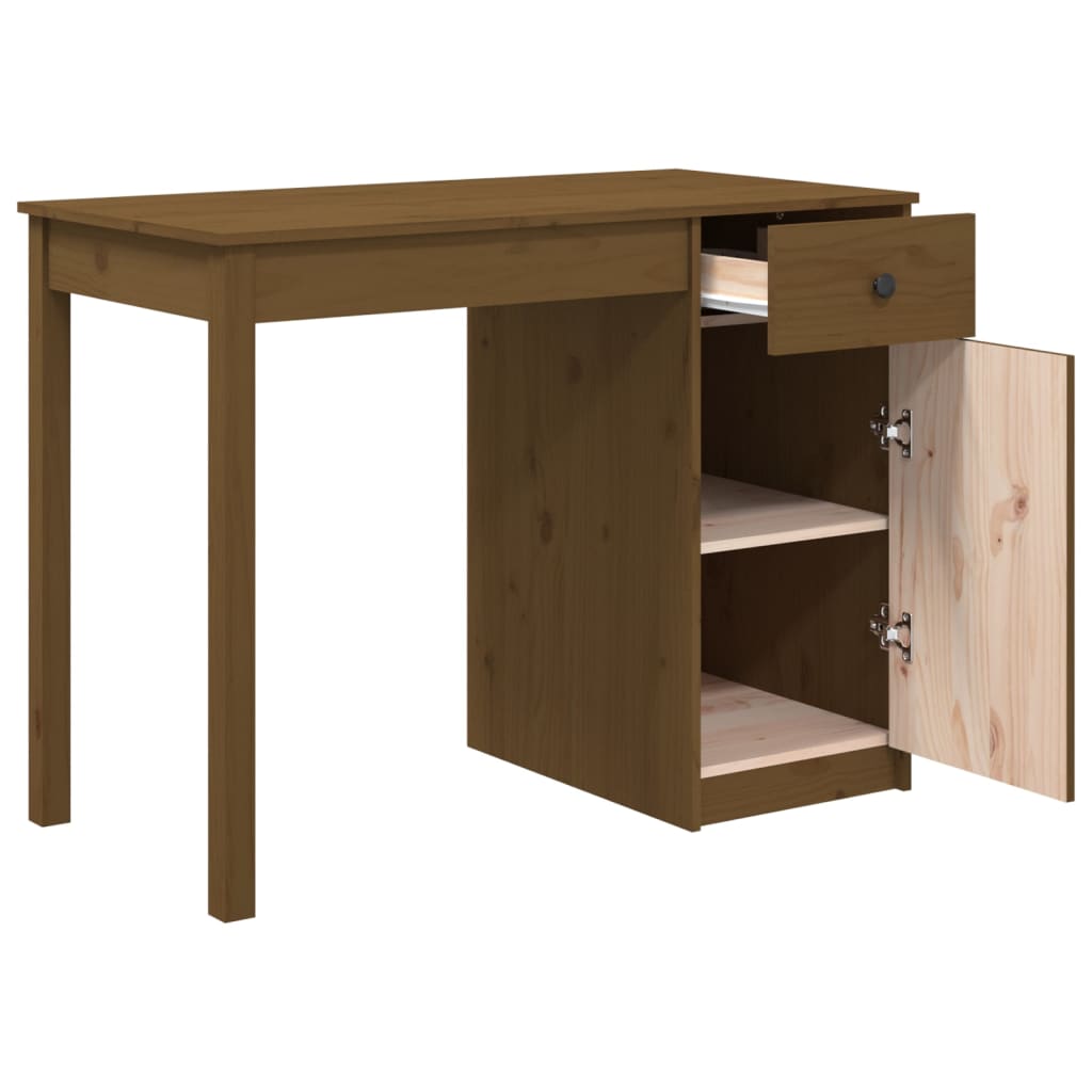 vidaXL Desk Honey Brown 100x50x75 cm Solid Wood Pine