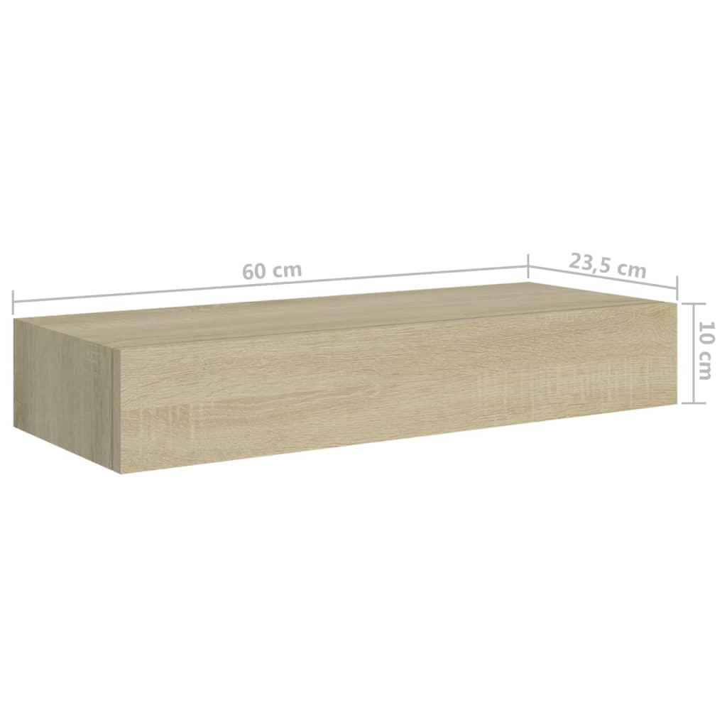 vidaXL Wall-mounted Drawer Shelves 2 pcs Oak 60x23.5x10cm MDF