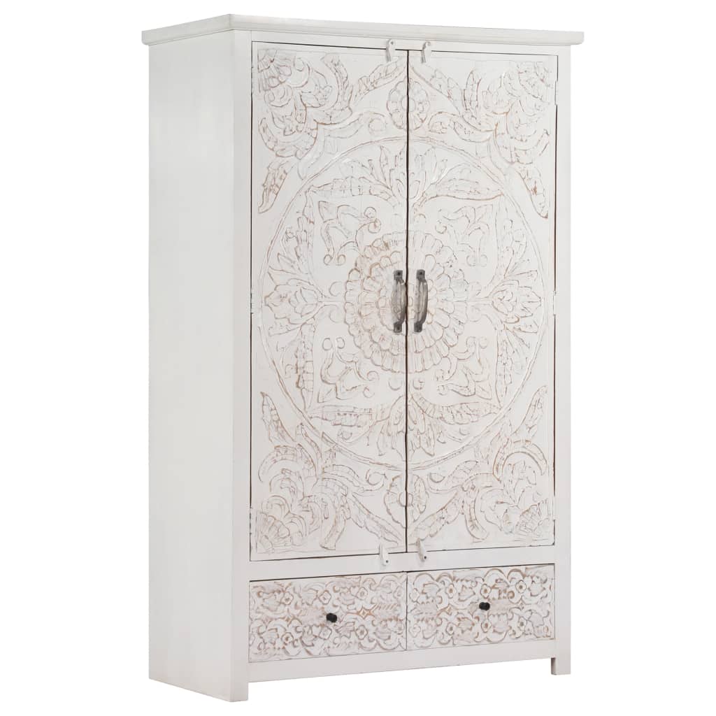 vidaXL Wardrobe Handmade White 110x56x183 cm Solid Acacia Wood