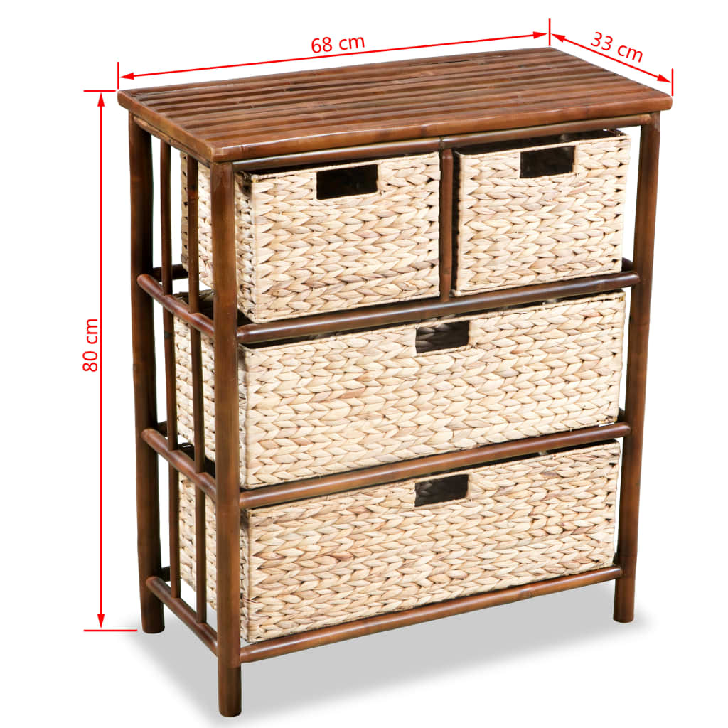 vidaXL Chest of Drawers Bamboo and Water Hyacinth 68x33x80 cm