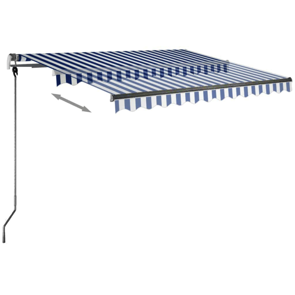 vidaXL Manual Retractable Awning with LED 350x250 cm Blue and White