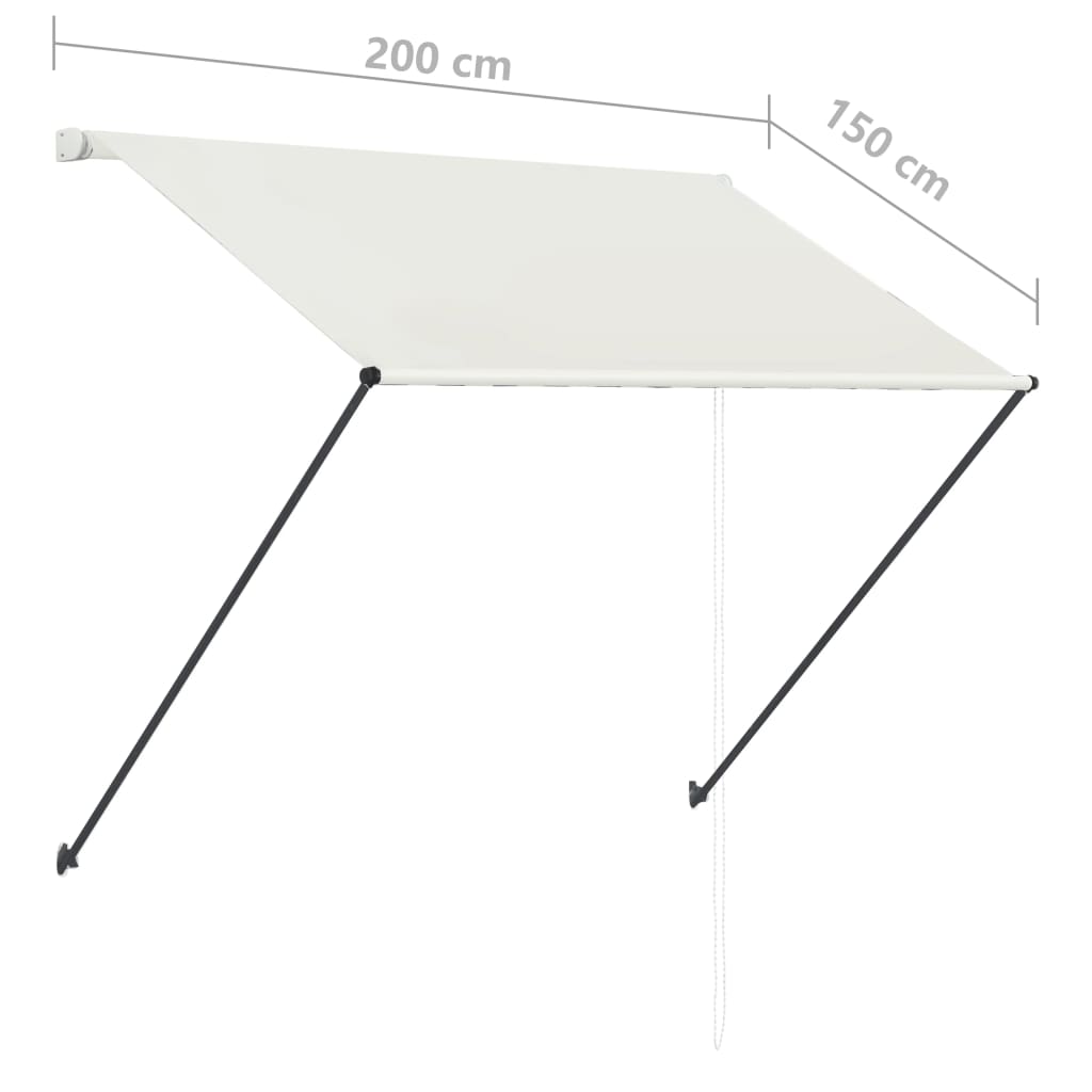 vidaXL Retractable Awning with LED 200x150 cm Cream