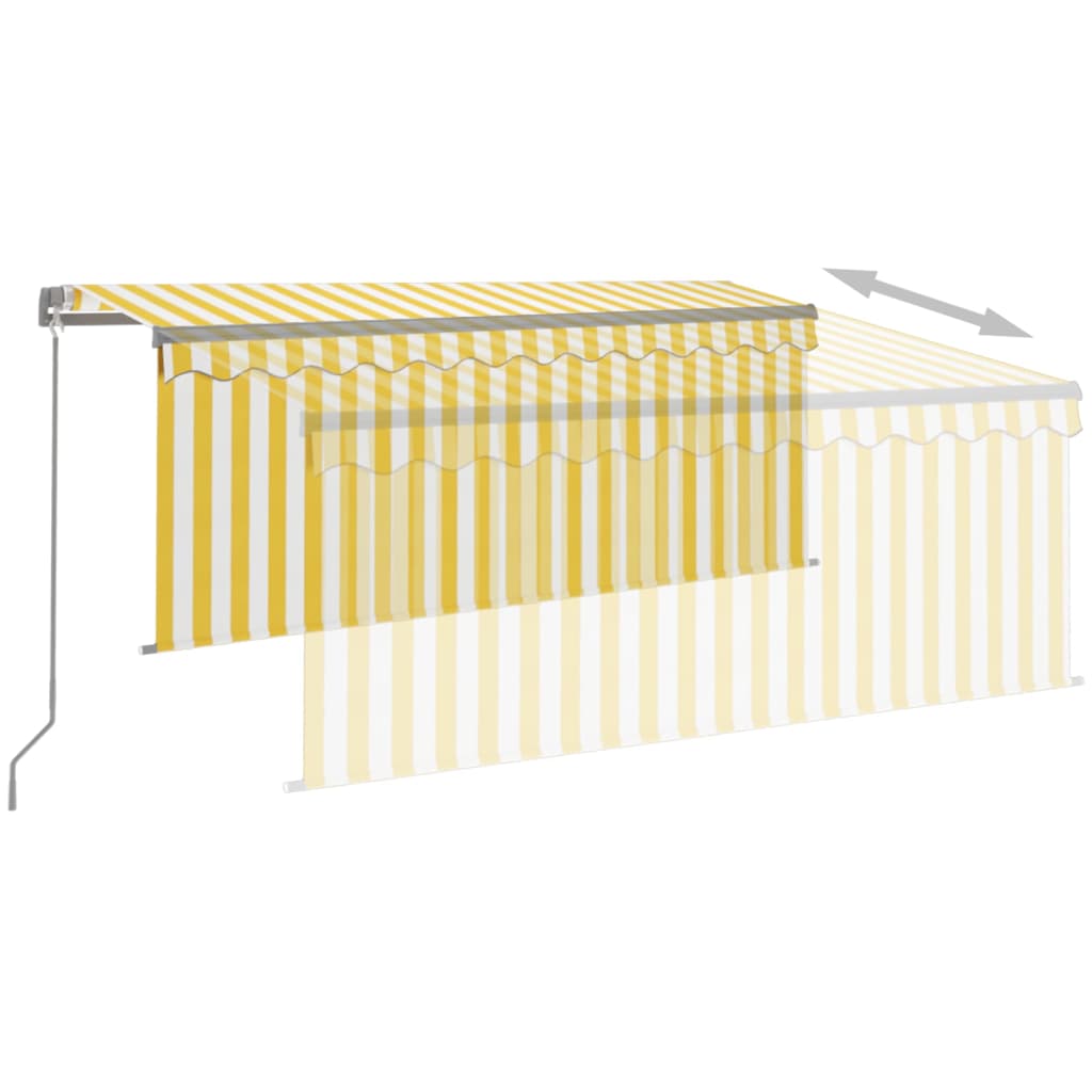 vidaXL Manual Retractable Awning with Blind&LED 3.5x2.5m Yellow&White