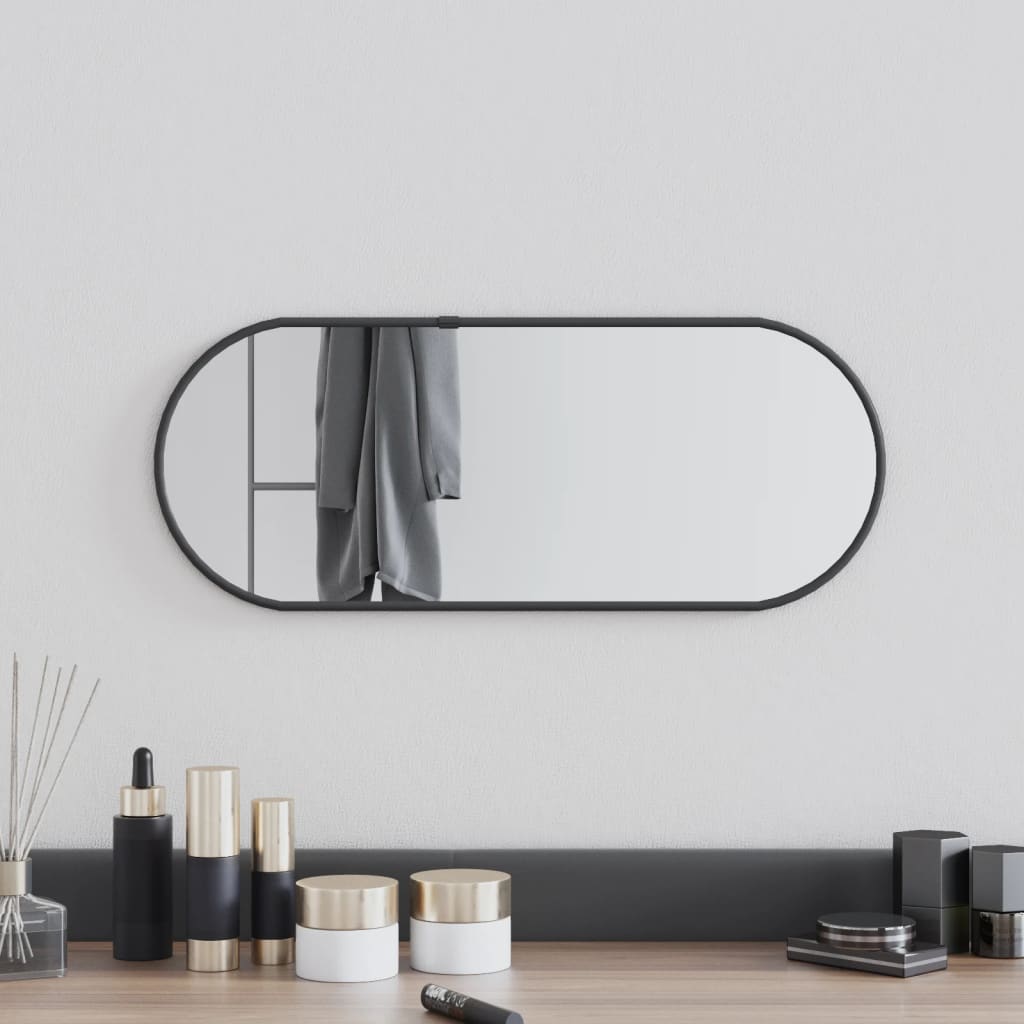 vidaXL Wall Mirror Black 50x20 cm Oval