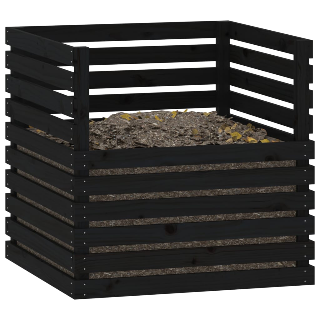 vidaXL Composter Black 80x80x78 cm Solid Wood Pine