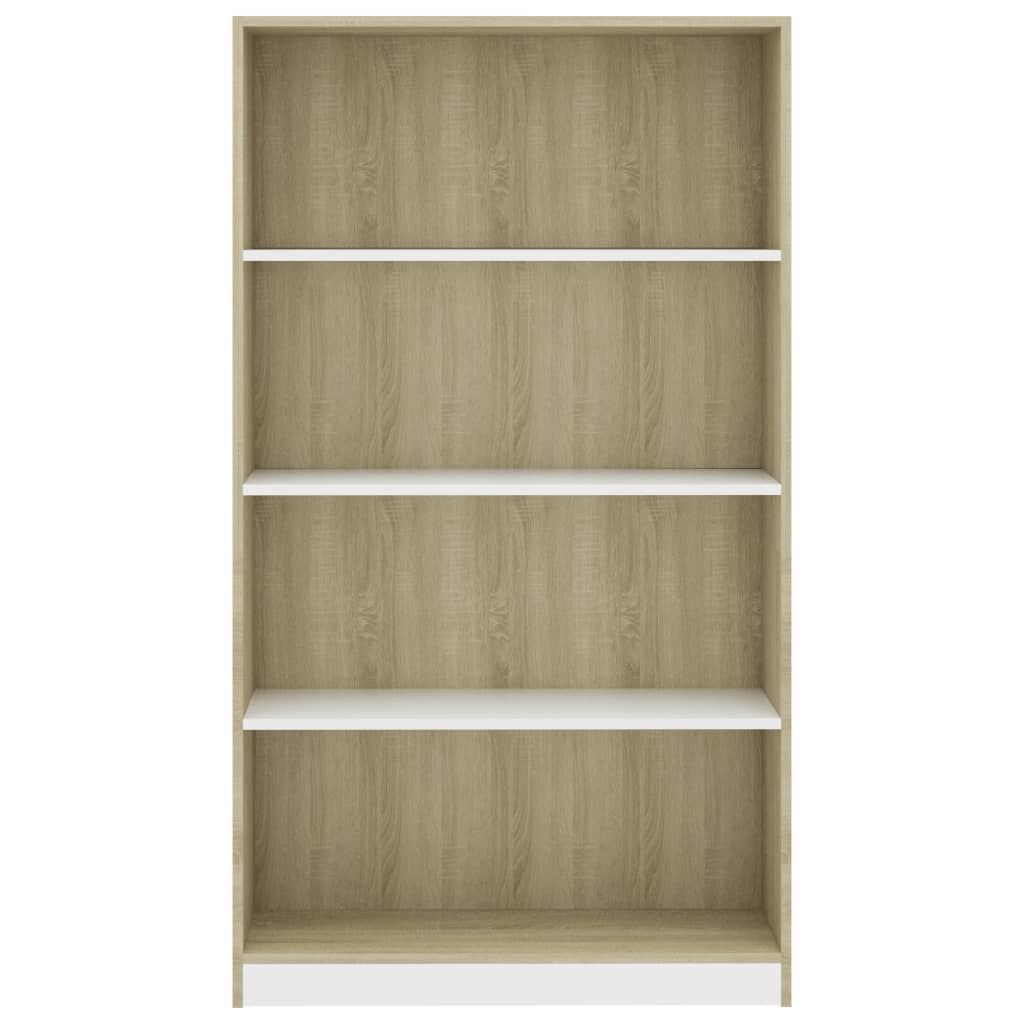 vidaXL 4-Tier Book Cabinet White and Sonoma Oak 80x24x142 cm Engineered Wood
