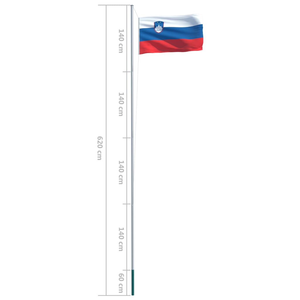 vidaXL Slovenia Flag and Pole Aluminium 6.2 m