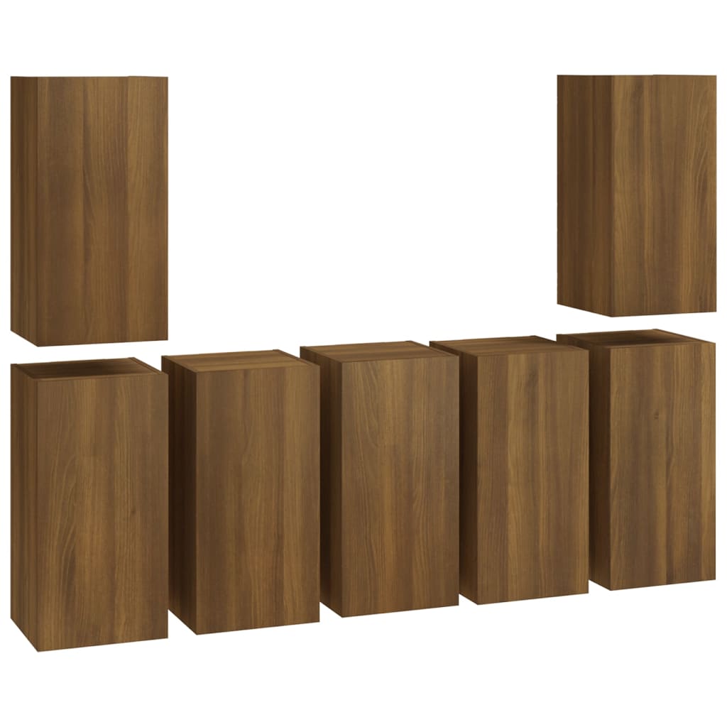 vidaXL TV Cabinets 7 pcs Brown Oak 30.5x30x60 cm Engineered Wood