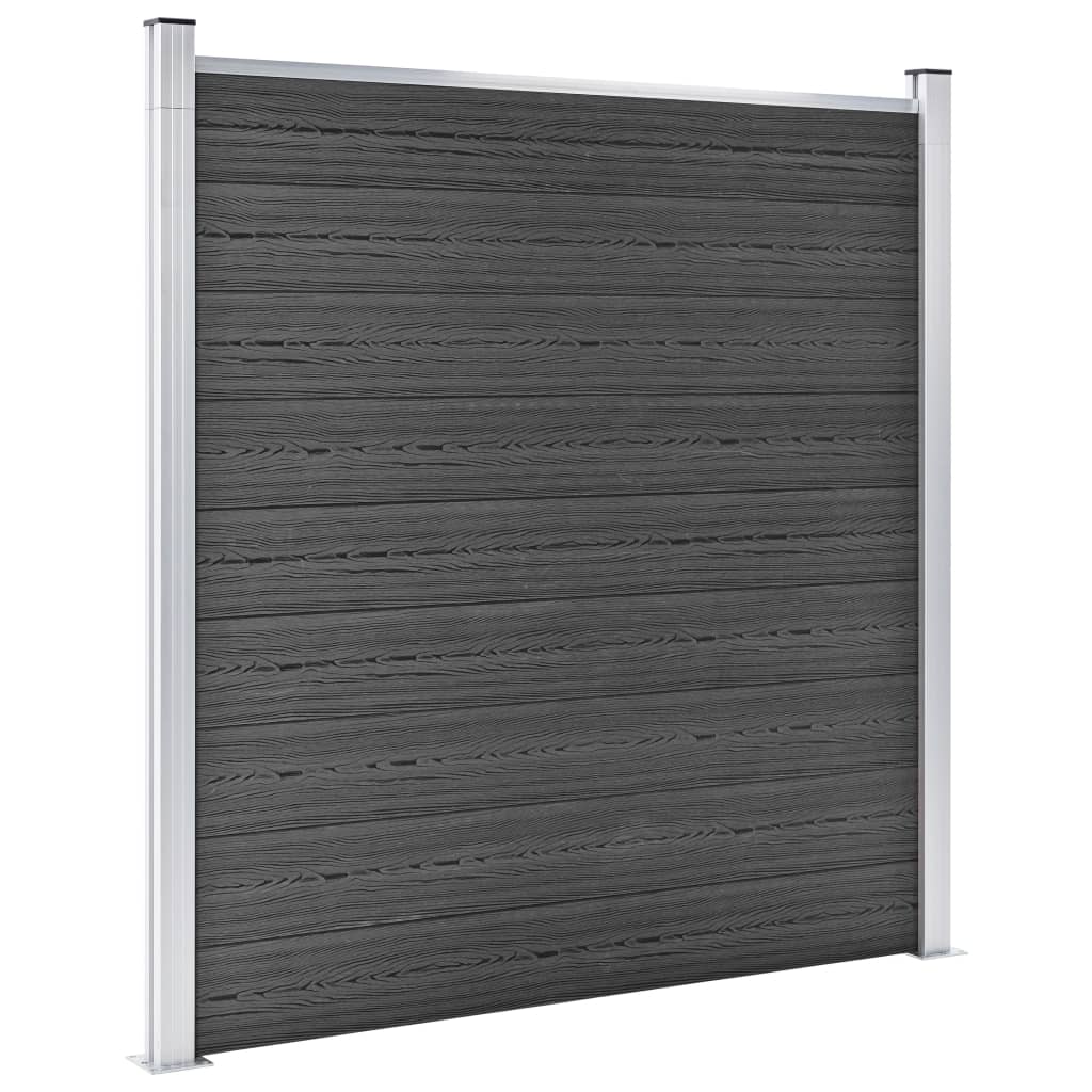 vidaXL Fence Panel Set WPC 353x186 cm Black