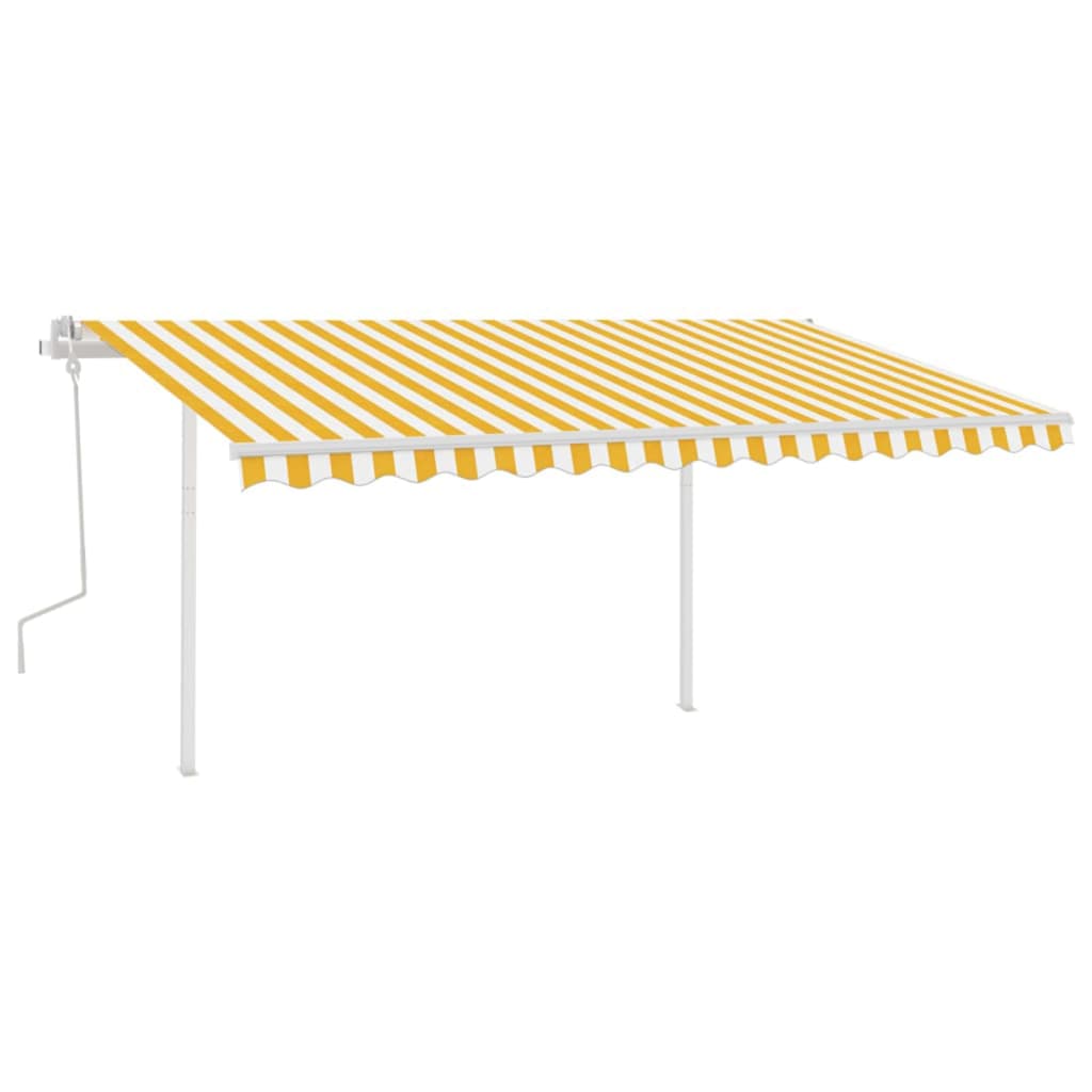 vidaXL Manual Retractable Awning with LED 4x3.5 m Yellow and White