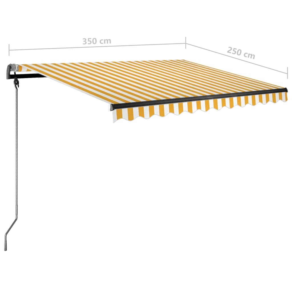 vidaXL Manual Retractable Awning with LED 350x250 cm Yellow and White