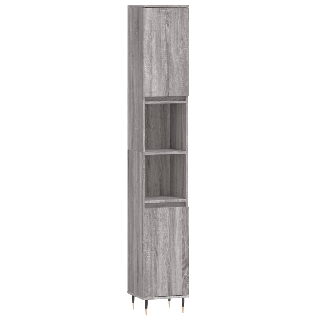 vidaXL 3 Piece Bathroom Cabinet Set Grey Sonoma Engineered Wood
