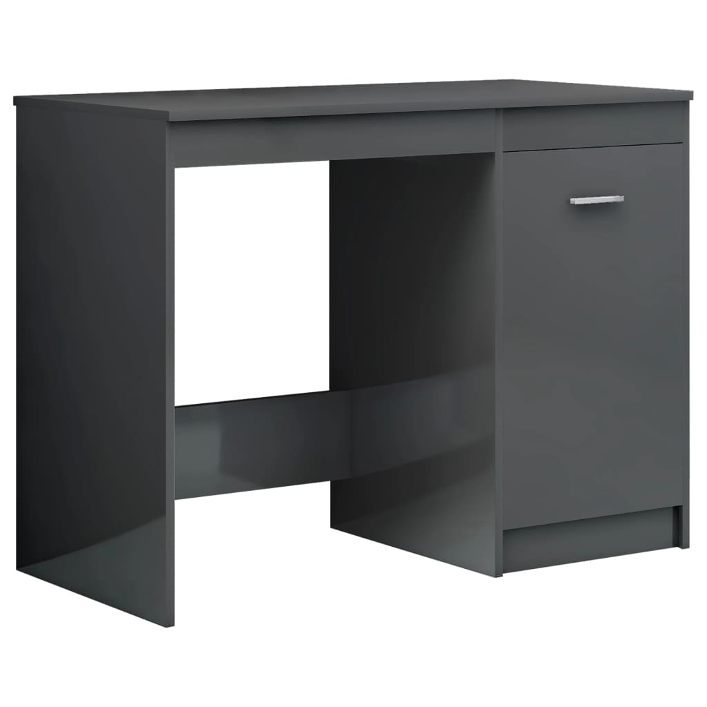 vidaXL Desk High Gloss Grey 100x50x76 cm Engineered Wood