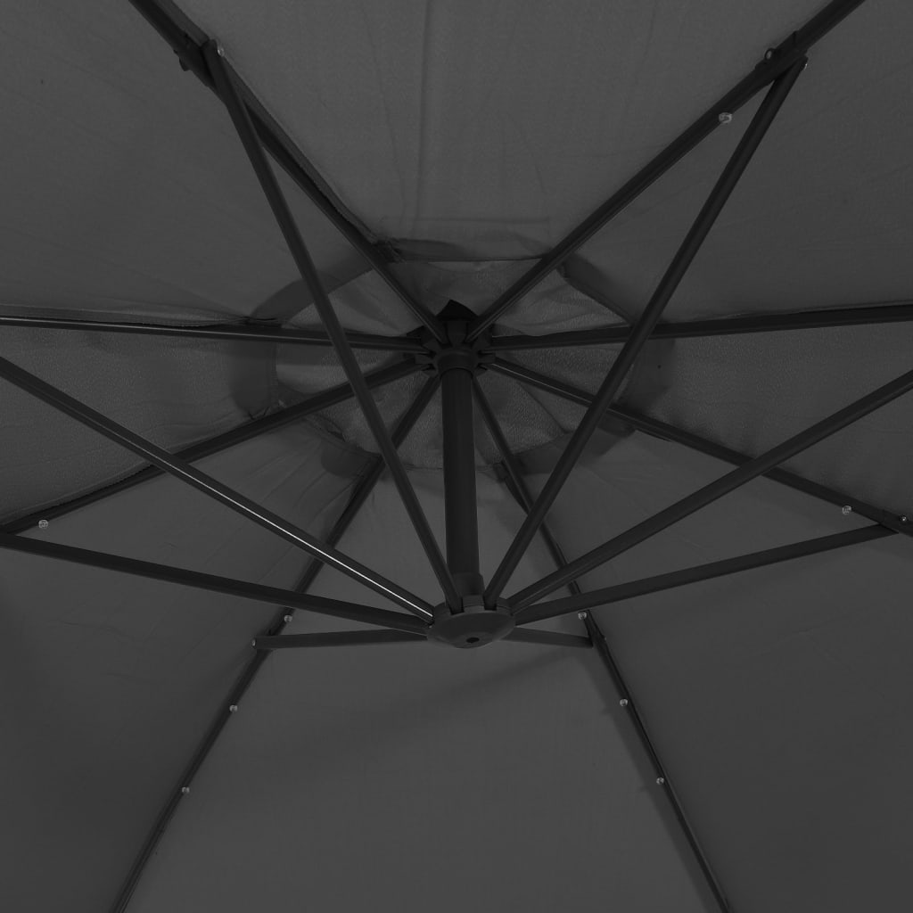 vidaXL Cantilever Umbrella LED Lights and Steel Pole 300cm Anthracite