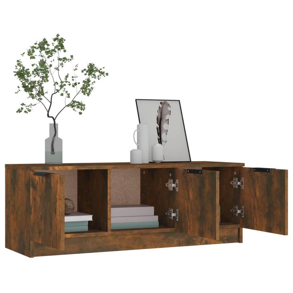 vidaXL TV Cabinet Smoked Oak 102x35x36.5 cm Engineered Wood
