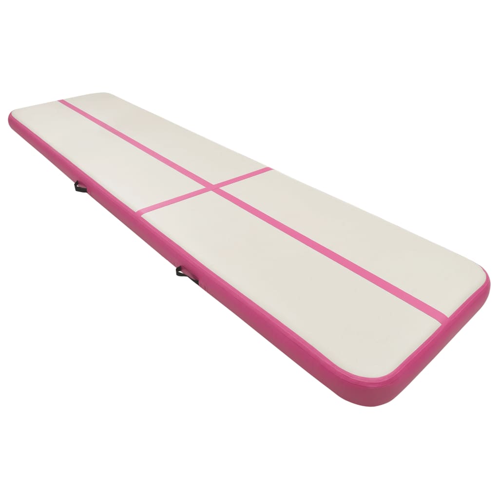 vidaXL Inflatable Gymnastics Mat with Pump 800x100x15 cm PVC Pink