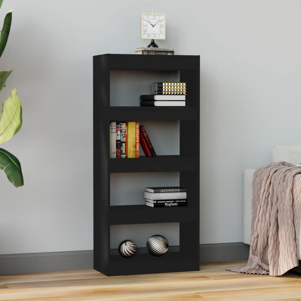 vidaXL Book Cabinet/Room Divider Black 60x30x135 cm Engineered Wood