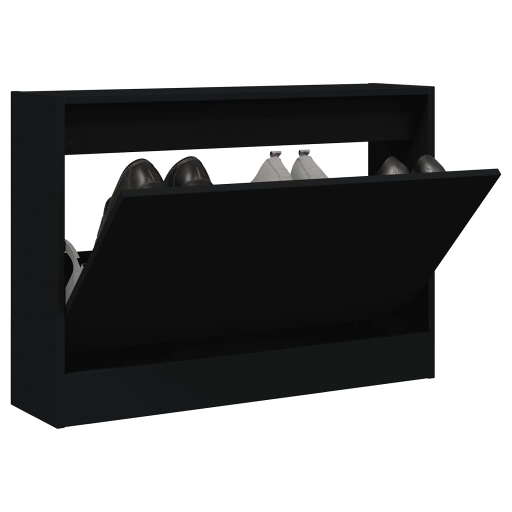 vidaXL Shoe Cabinet Black 80x21x57 cm Engineered Wood