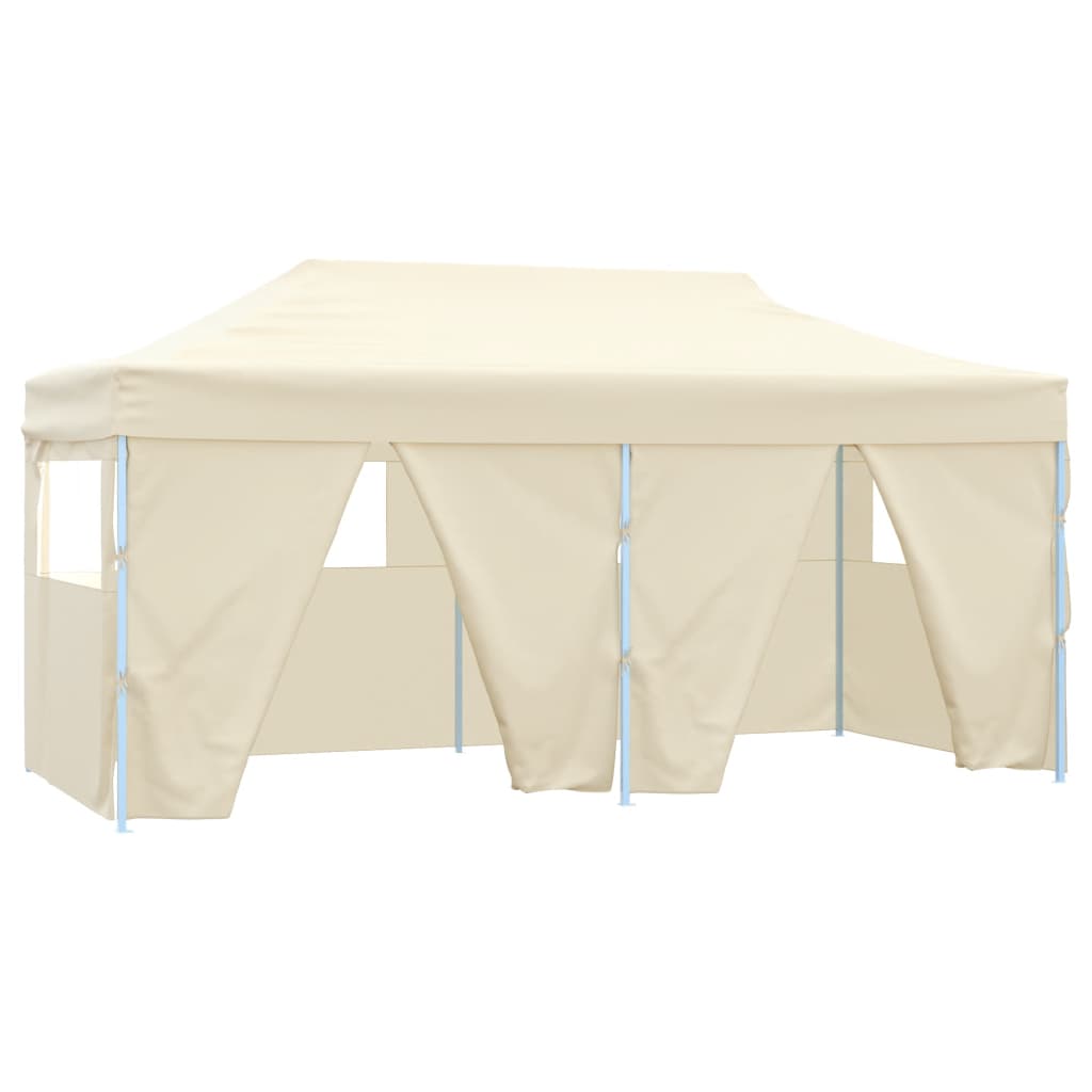 vidaXL Professional Folding Party Tent with 4 Sidewalls 3x6 m Steel Cream