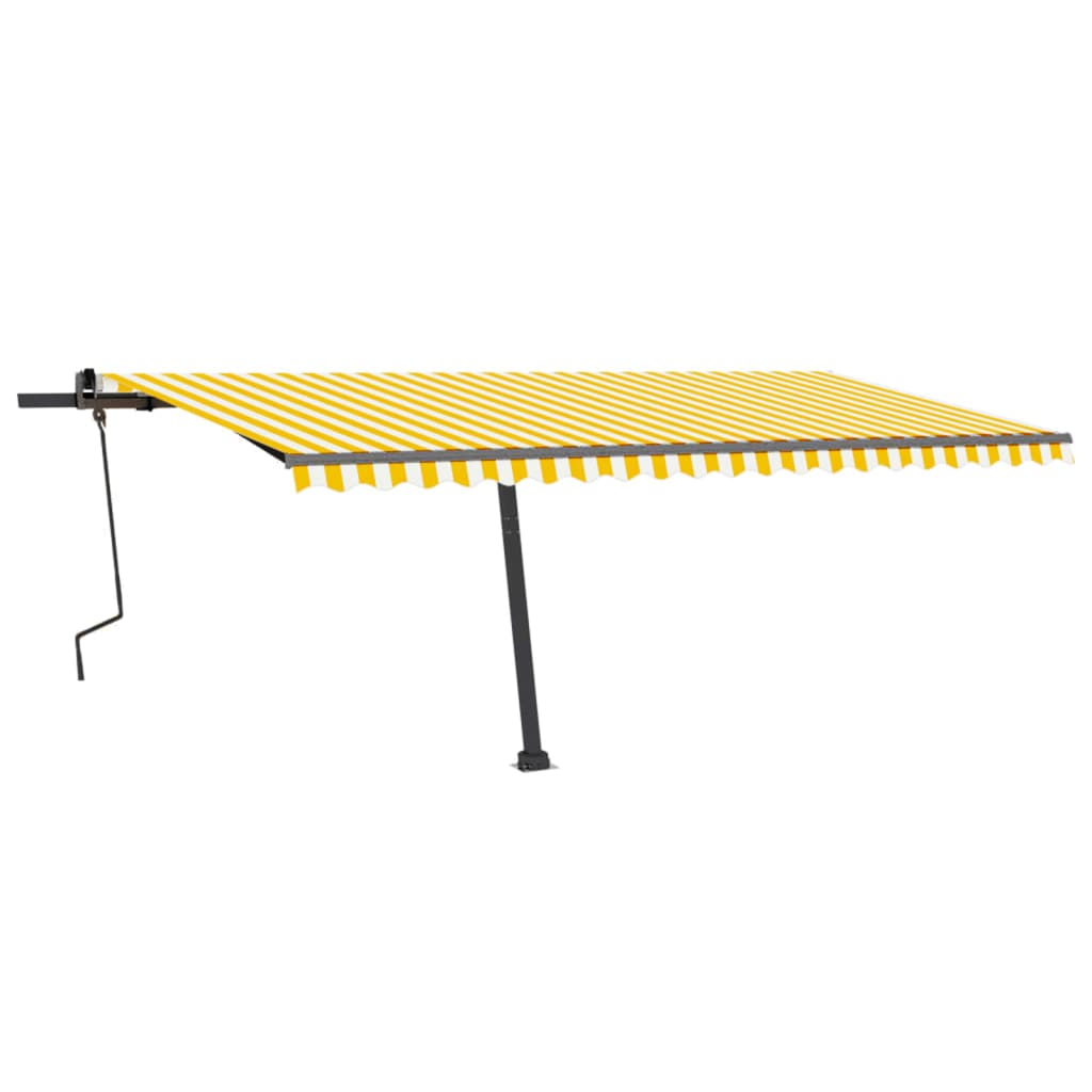 vidaXL Manual Retractable Awning with LED 500x300 cm Yellow and White