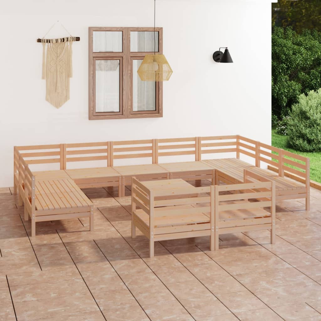 vidaXL 12 Piece Garden Lounge Set Solid Pinewood