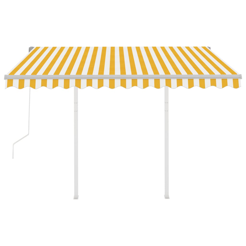 vidaXL Automatic Retractable Awning with Posts 3.5x2.5 m Yellow&White
