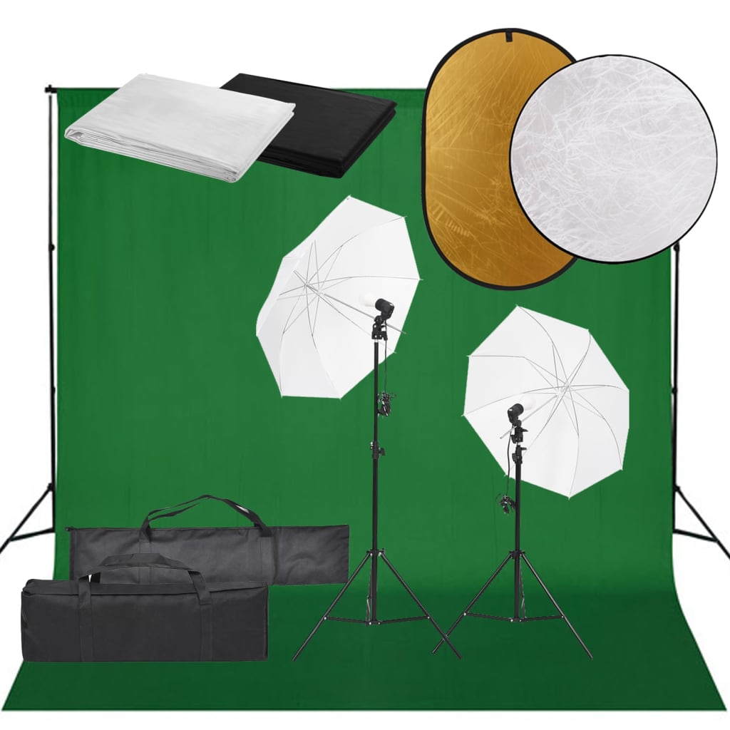 vidaXL Photo Studio Kit with Light Set, Backdrop and Reflector vidaXL.ie