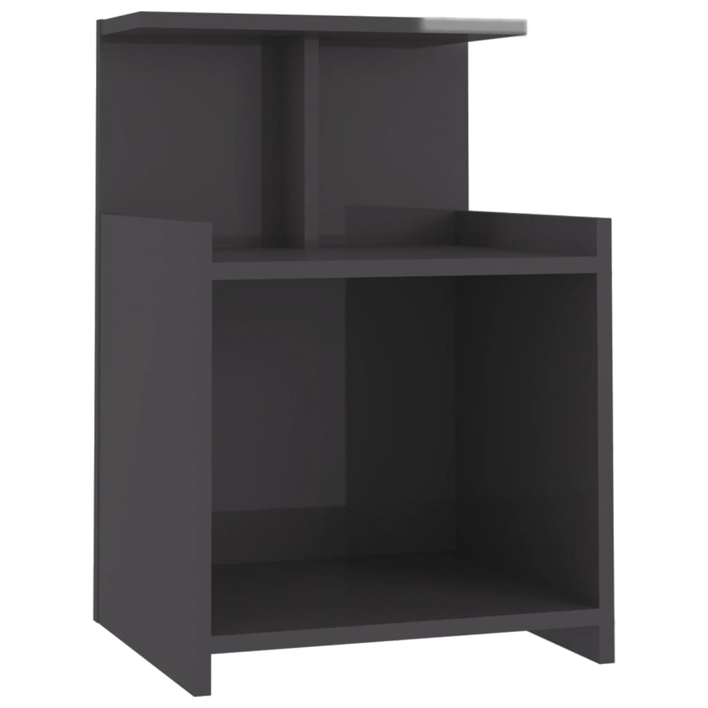 vidaXL Bed Cabinets 2 pcs High Gloss Grey 40x35x60 cm Engineered Wood