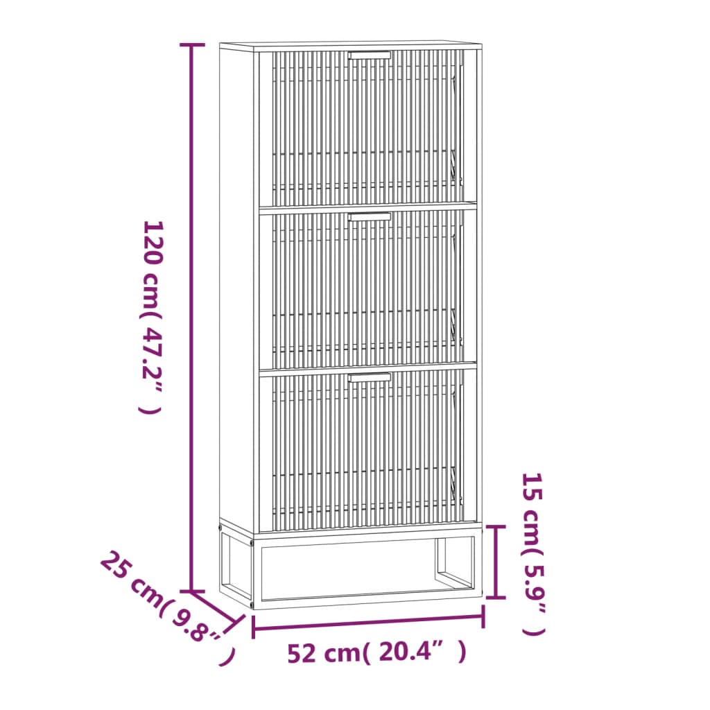 vidaXL Shoe Cabinet White 52x25x120 cm Engineered Wood