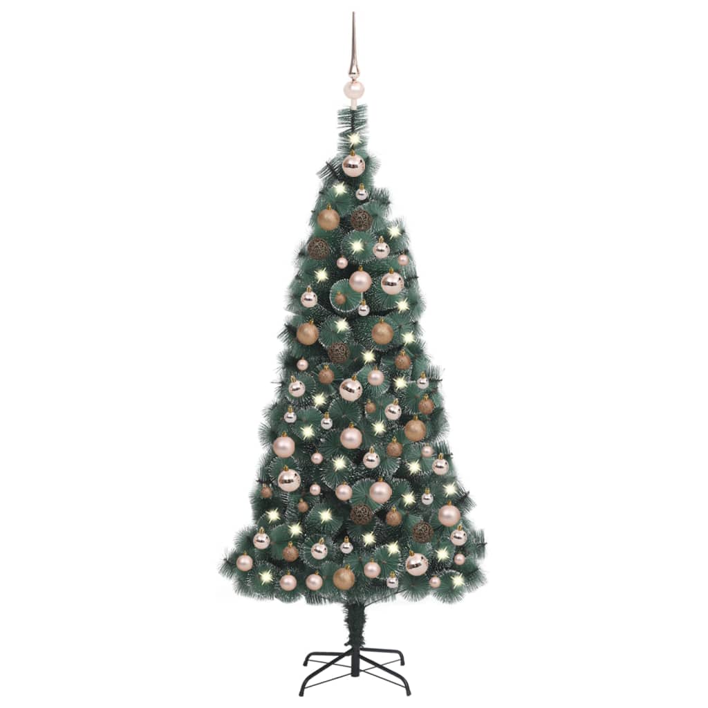 vidaXL Artificial Christmas Tree LEDs&Ball Set Green 150 cm PVC&PE