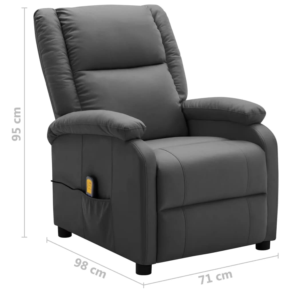vidaXL Wing Back Electric Massage Recliner Anthracite Faux Leather
