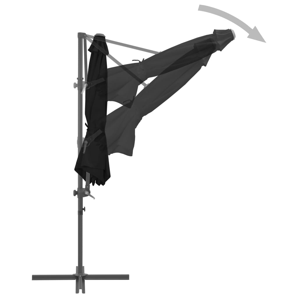 vidaXL Cantilever Umbrella with Steel Pole Black 300 cm