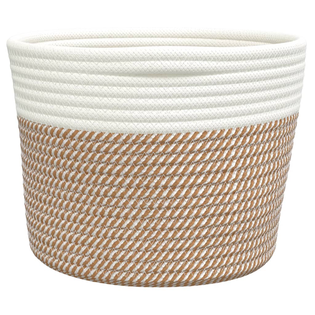 vidaXL Storage Baskets 2 pcs Brown and White Ø24x18 cm Cotton