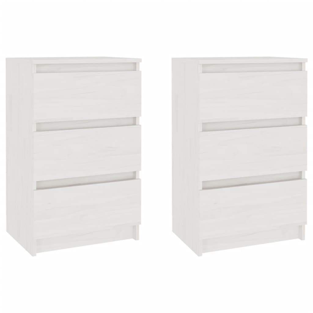 vidaXL Bedside Cabinets 2 pcs White 40x29.5x64 cm Solid Pine Wood