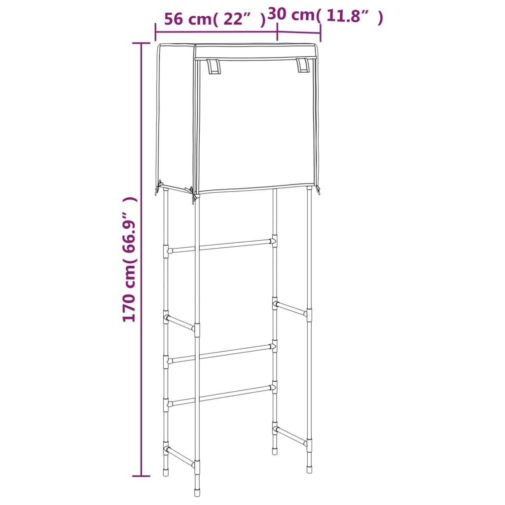 vidaXL 2-Tier Storage Rack over Toilet Brown 56x30x170 cm Iron