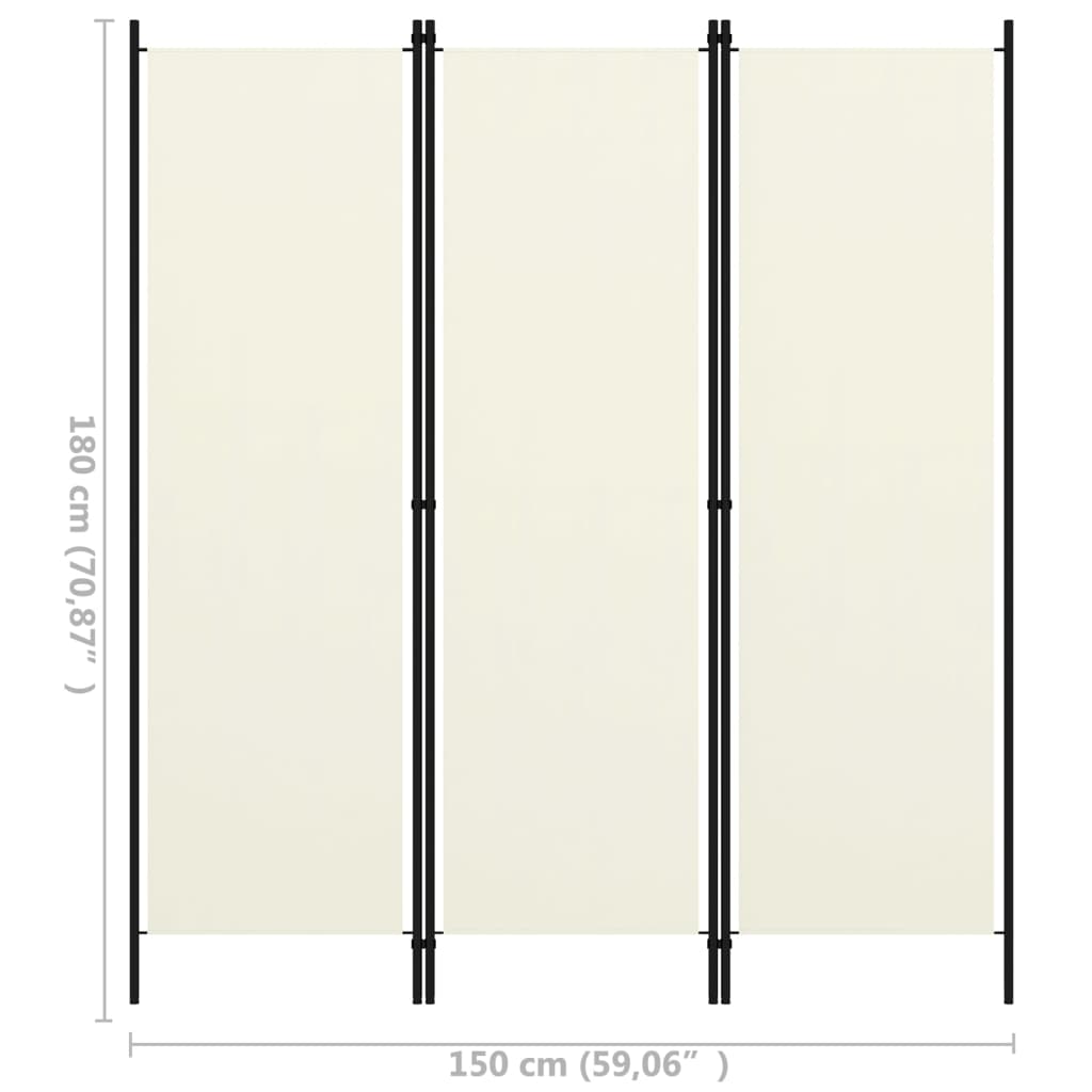 vidaXL 3-Panel Room Divider White 150x180 cm
