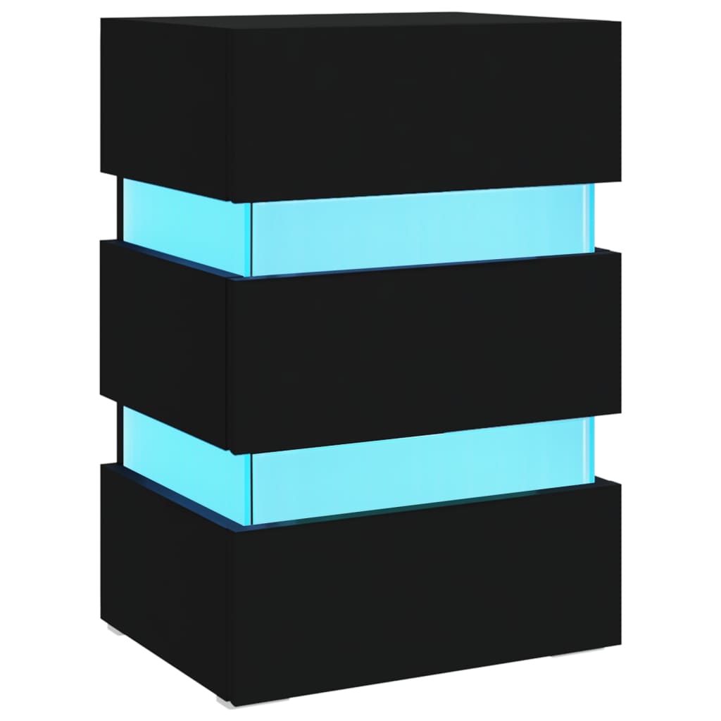 vidaXL LED Bedside Cabinet Black 45x35x67 cm Engineered Wood