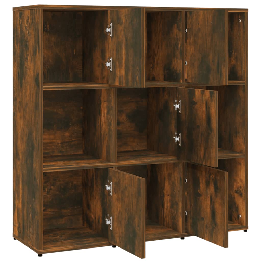 vidaXL Book Cabinet Smoked Oak 90x30x90 cm Engineered Wood