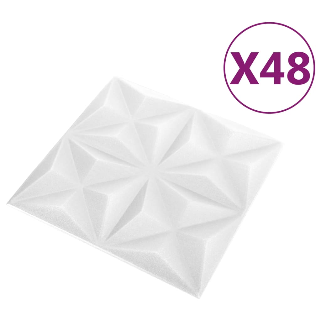 vidaXL 3D Wall Panels 48 pcs 50x50 cm Origami White 12 m²