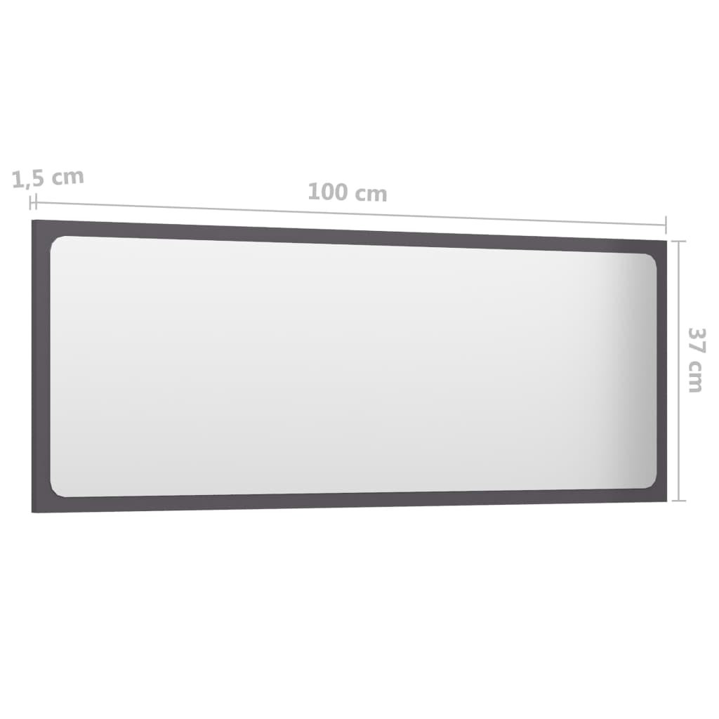 vidaXL Bathroom Mirror High Gloss Grey 100x1.5x37 cm Engineered Wood