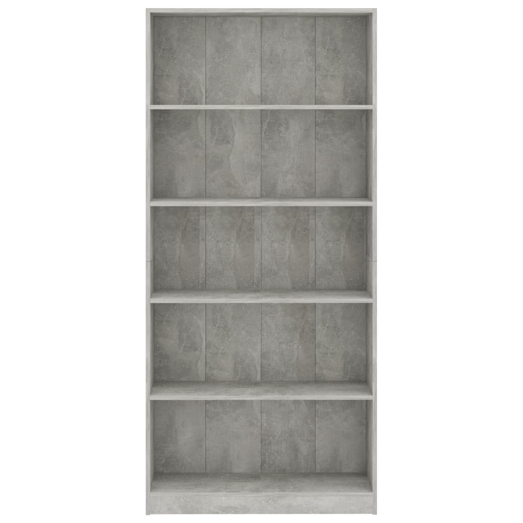 vidaXL 5-Tier Book Cabinet Concrete Grey 80x24x175 cm Engineered Wood