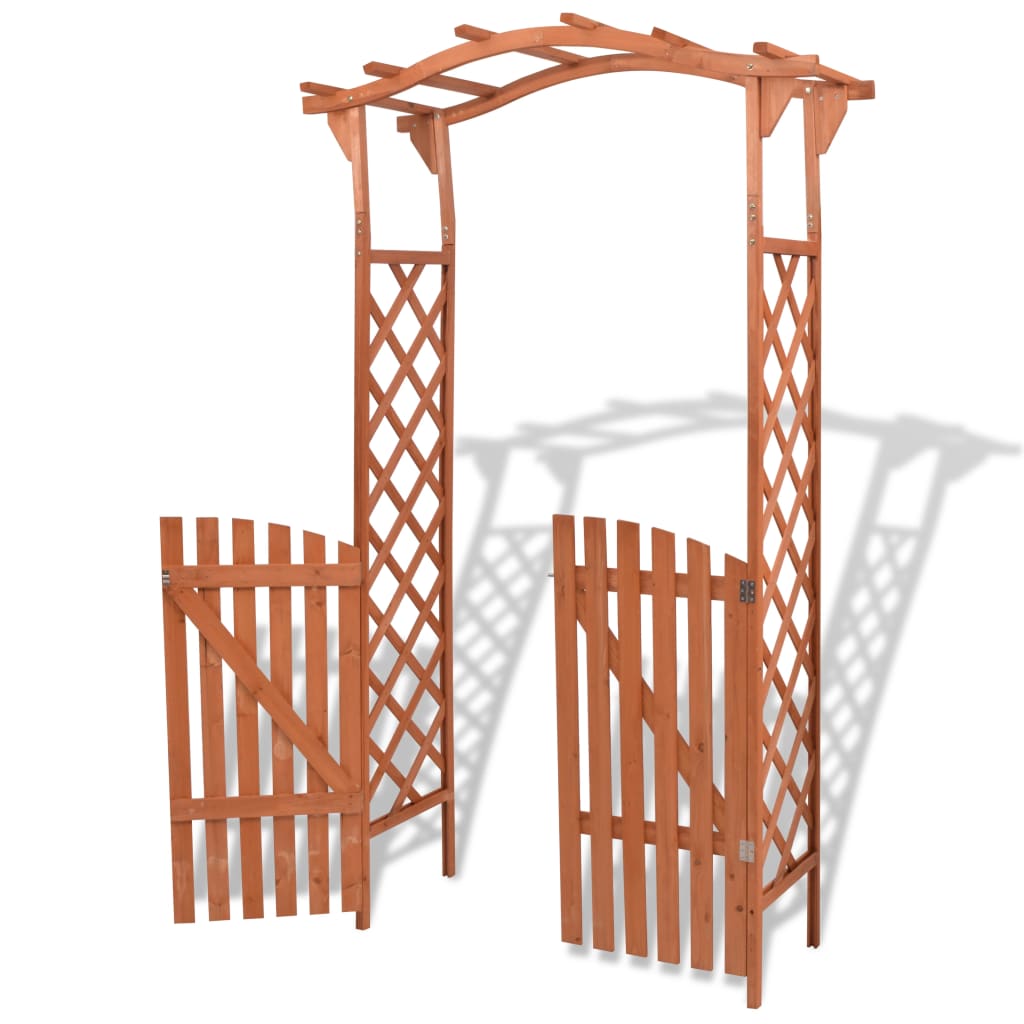 vidaXL Garden Arch with Gate Solid Wood 120x60x205 cm