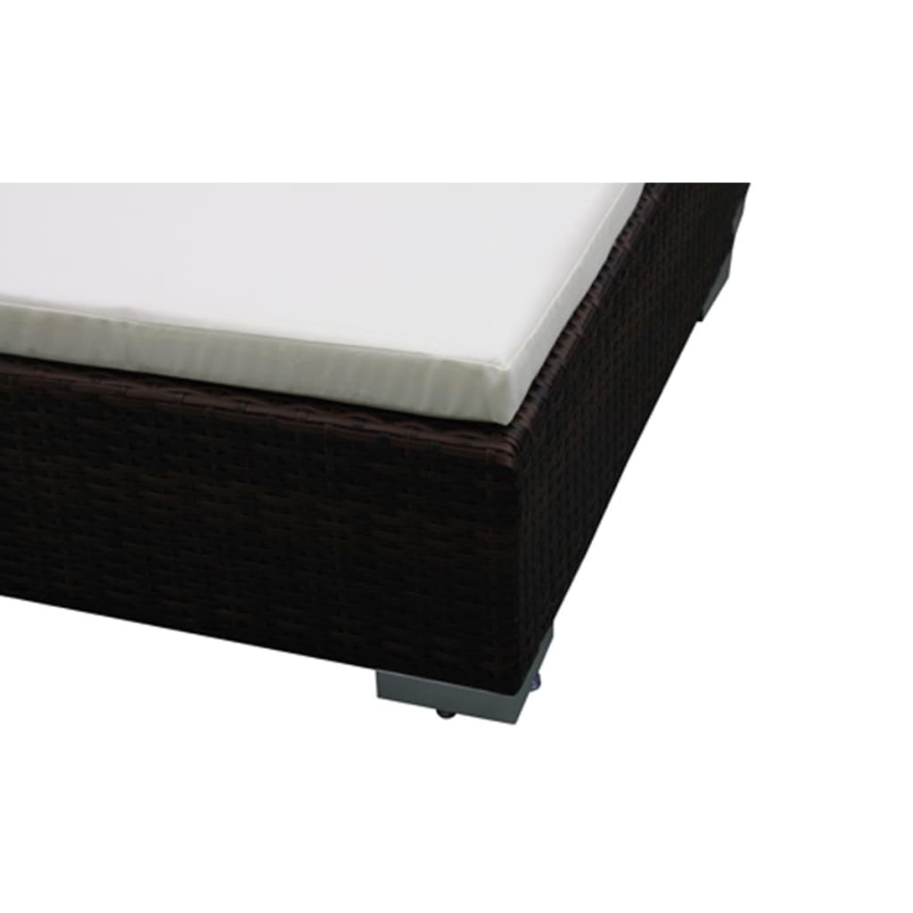 vidaXL Outdoor Lounge Bed with Cushions Poly Rattan Brown