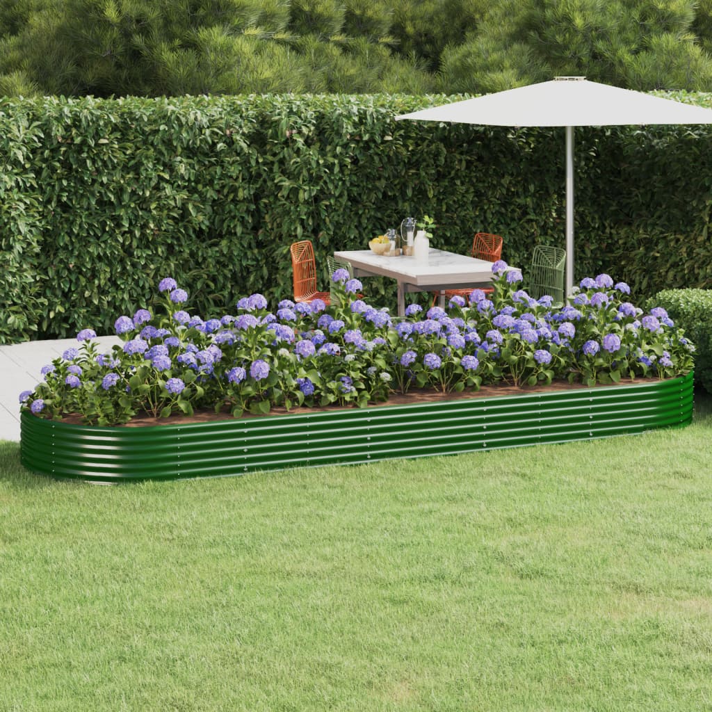 vidaXL Garden Raised Bed Powder-coated Steel 450x140x36 cm Green