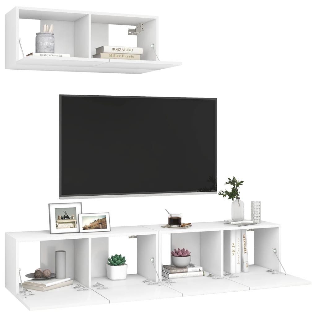 vidaXL TV Cabinets 3 pcs White Engineered Wood