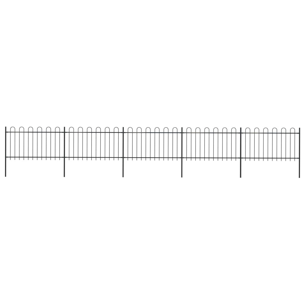 vidaXL Garden Fence with Hoop Top Steel 8.5x1 m Black