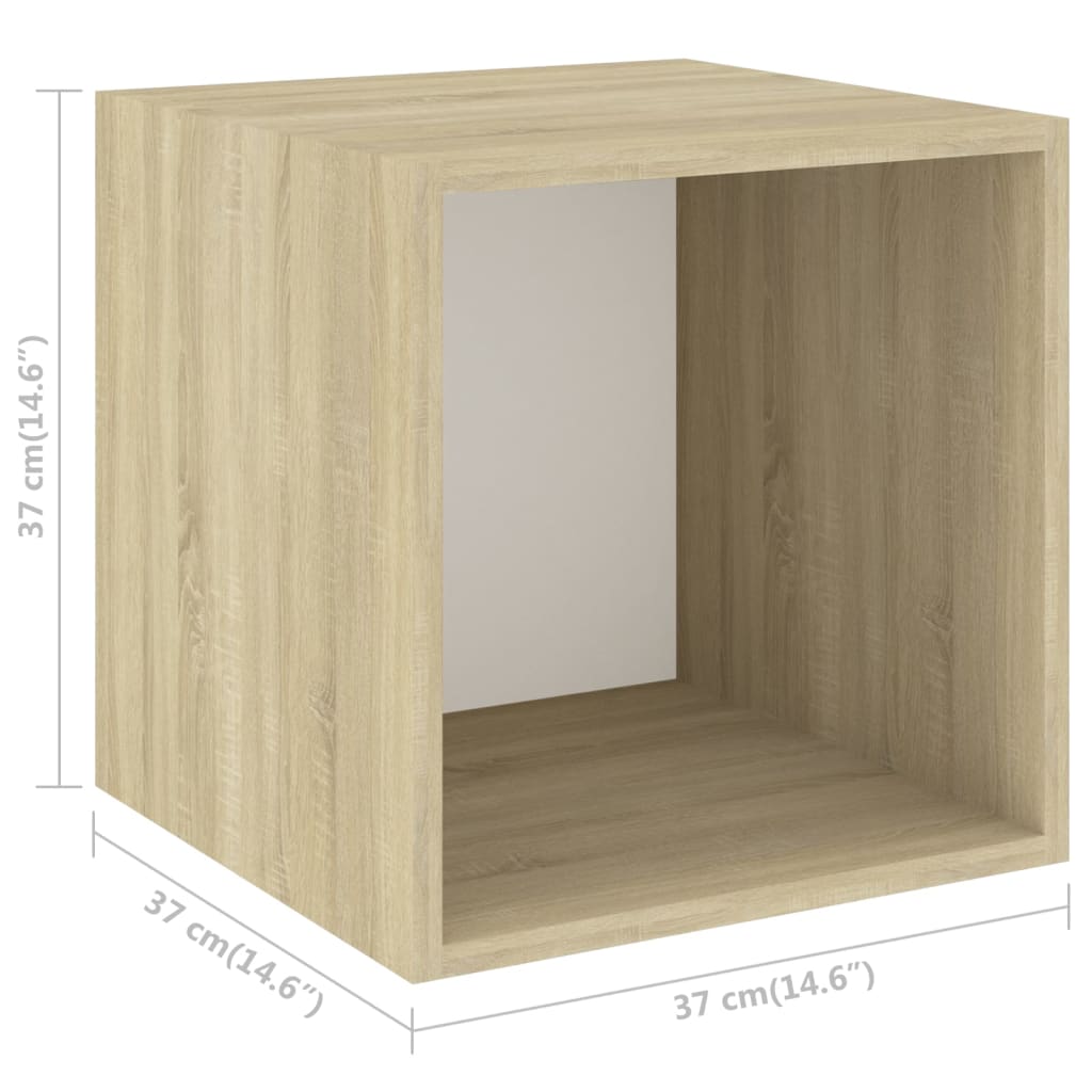 vidaXL Wall Cabinets 4 pcs White and Sonoma Oak 37x37x37 cm Chipboard